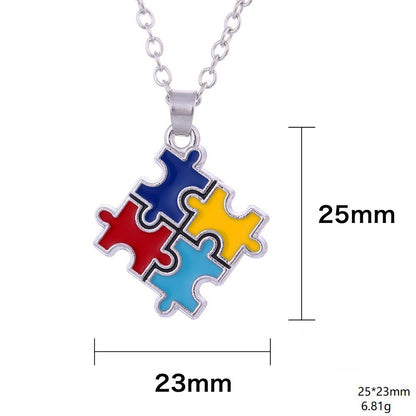 Autism Awareness Colorful Puzzle Piece Necklace [BUY 1 GET 1 FREE EARRINGS]