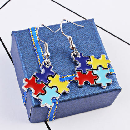 Autism Awareness Colorful Puzzle Piece Necklace [BUY 1 GET 1 FREE EARRINGS]