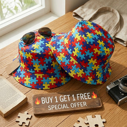 Autism Puzzle Bucket Hat (Buy 1 Get 1 Free - 2 Hats Total)