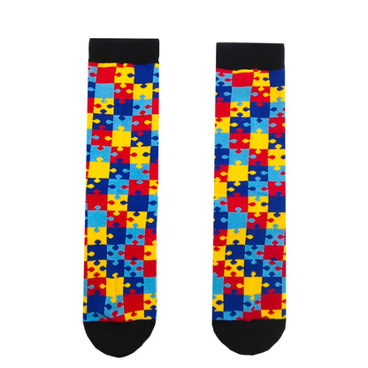 Colorful Autism Awareness Puzzle Socks - Premium Cotton