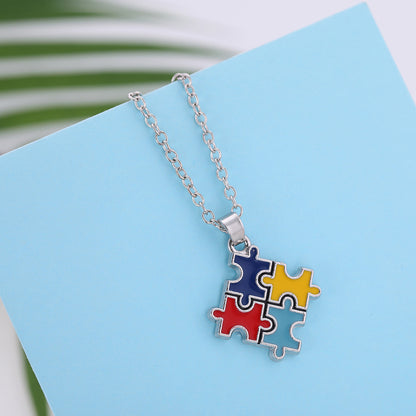 Autism Awareness Colorful Puzzle Piece Necklace [BUY 1 GET 1 FREE EARRINGS]