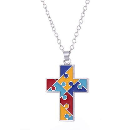 Autism Awareness Colorful Puzzle Piece Necklace [BUY 1 GET 1 FREE EARRINGS]