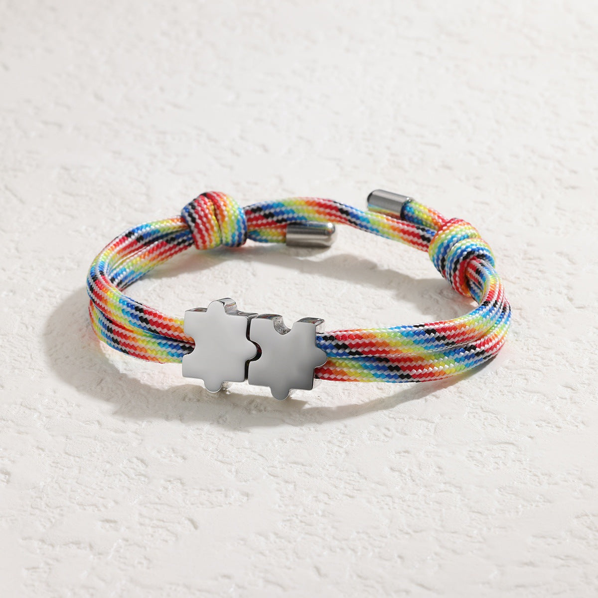 Autism Awareness Rainbow Puzzle Piece Bracelet