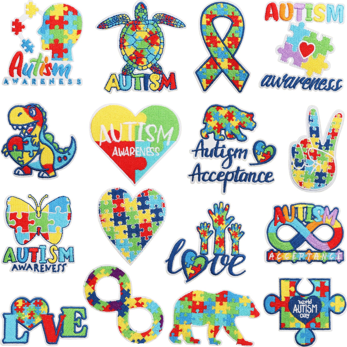 Autism Awareness Iron-On Patches & Washed Cotton Ponytail Hat Combo