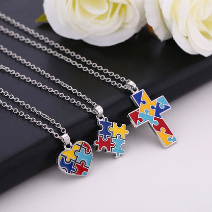 Autism Awareness Colorful Puzzle Piece Necklace [BUY 1 GET 1 FREE EARRINGS]