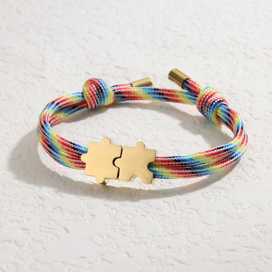 Autism Awareness Rainbow Puzzle Piece Bracelet