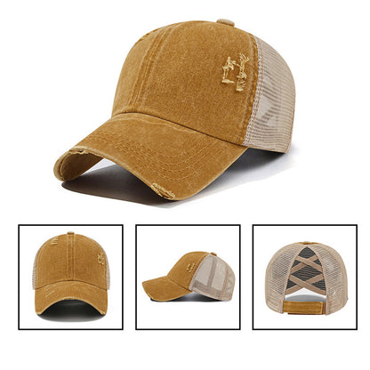 Autism Awareness Iron-On Patches & Washed Cotton Ponytail Hat Combo