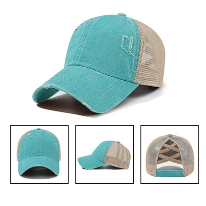 Autism Awareness Iron-On Patches & Washed Cotton Ponytail Hat Combo