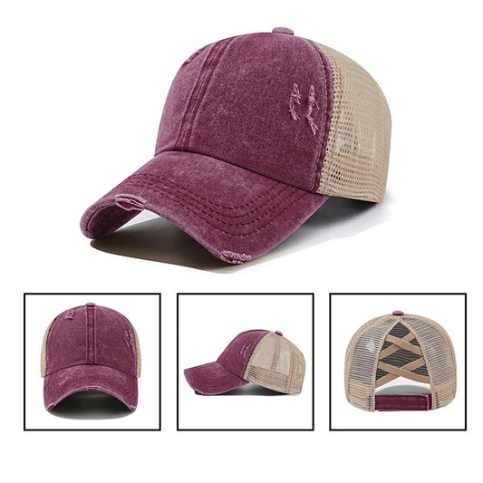 Autism Awareness Iron-On Patches & Washed Cotton Ponytail Hat Combo