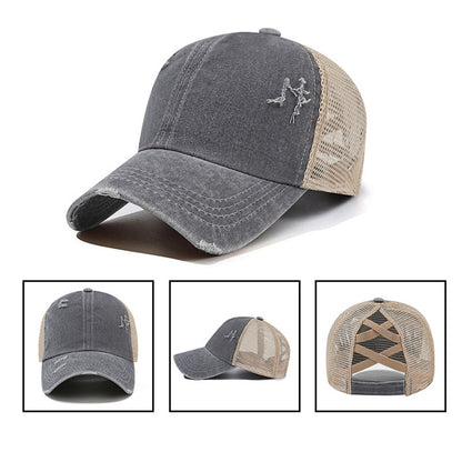 Autism Awareness Iron-On Patches & Washed Cotton Ponytail Hat Combo