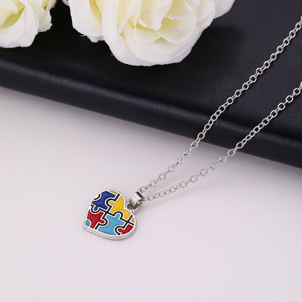 Autism Awareness Colorful Puzzle Piece Necklace [BUY 1 GET 1 FREE EARRINGS]