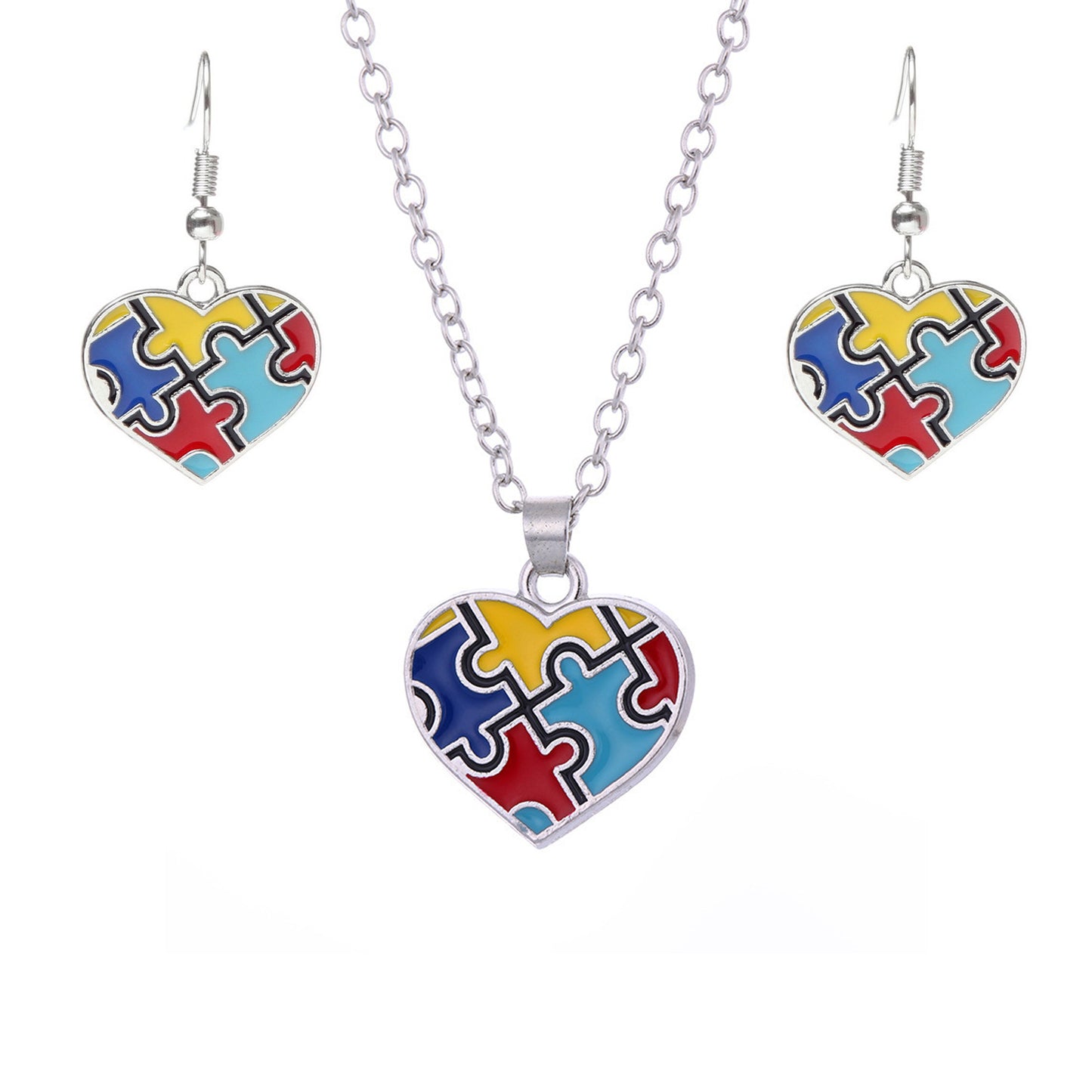 Autism Awareness Colorful Puzzle Piece Necklace [BUY 1 GET 1 FREE EARRINGS]