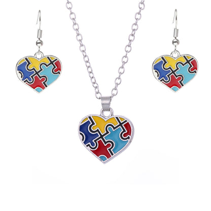 Autism Awareness Colorful Puzzle Piece Necklace [BUY 1 GET 1 FREE EARRINGS]