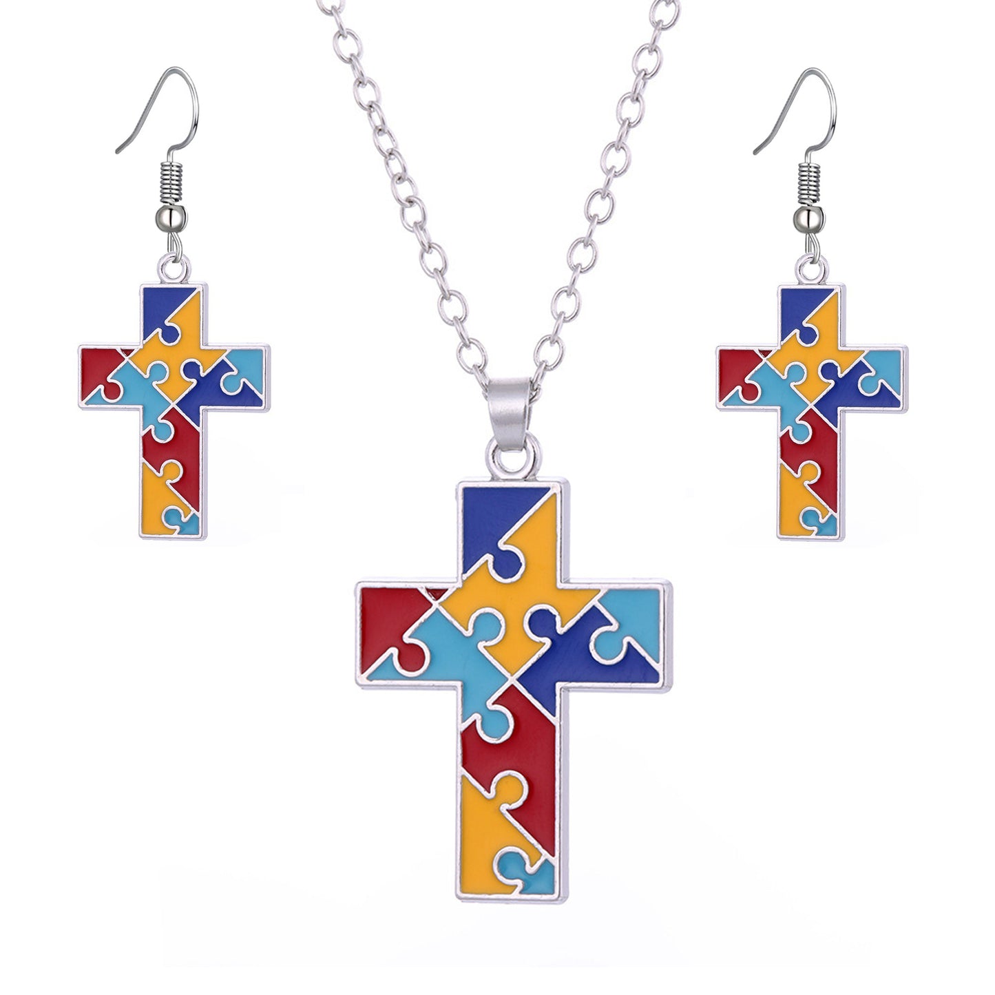 Autism Awareness Colorful Puzzle Piece Necklace [BUY 1 GET 1 FREE EARRINGS]