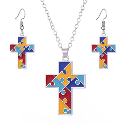 Autism Awareness Colorful Puzzle Piece Necklace [BUY 1 GET 1 FREE EARRINGS]