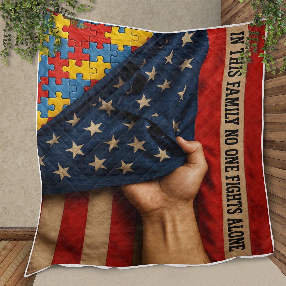 Autism Quilt & Quilt set : In This House No One Fights Alone