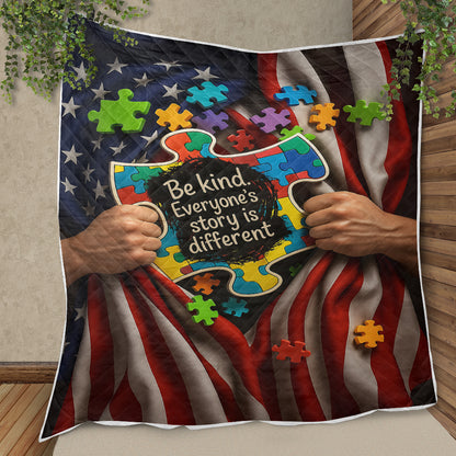 Autism Quilt & Quilt set : Be kind. Everyone’s story is different.