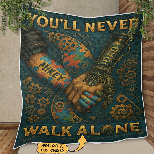 Custom Name Autism Quilt : You'll Never Walk Alone