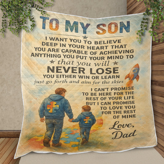 Autism Quilt : To My Son - Love, Dad