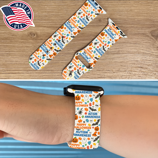 Autism Awareness Halloween Puzzle Watch Band