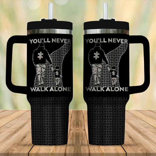 40oz Tumbler (Opaque Lid) – Engraved+Printed : You'll Never Walk Alone
