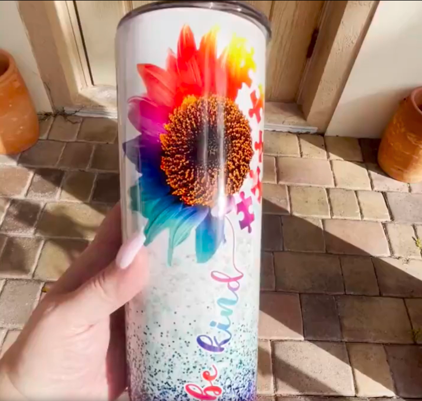 Be Kind Tumbler – Autism Puzzle Piece Skinny Cup