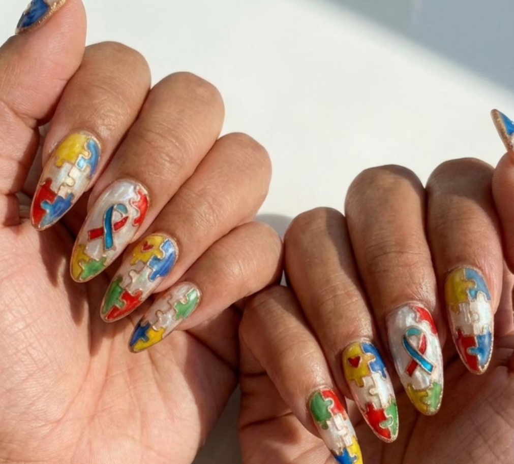 Colorful Autism Puzzle Piece Press-On Nails
