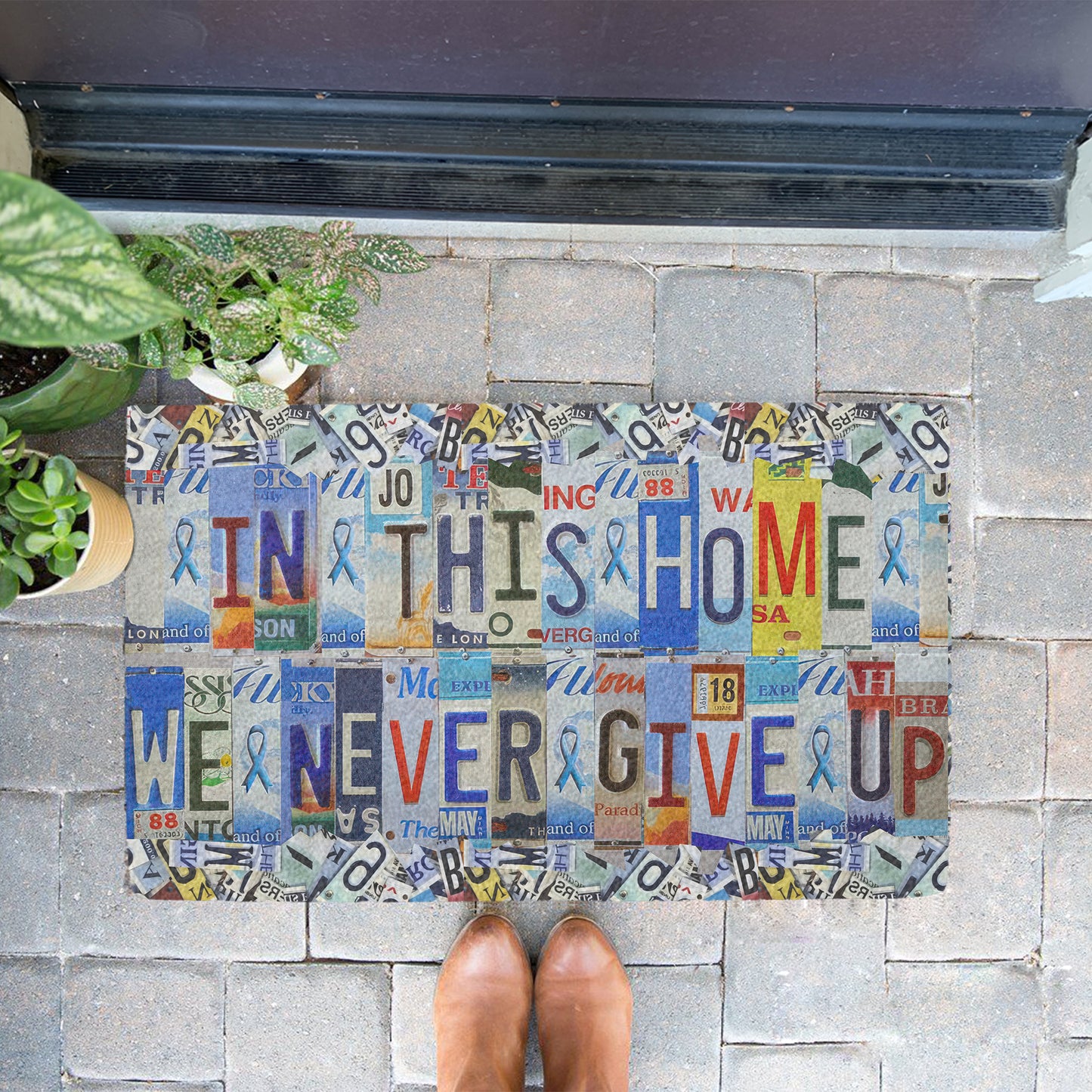 Autism Awareness Doormat : In This House Never Home We Never Give Up