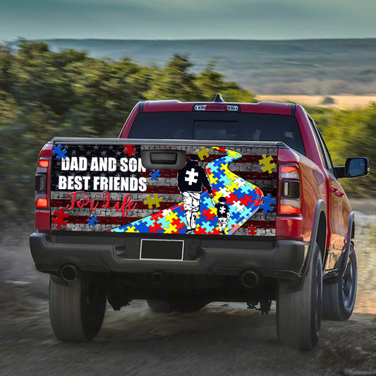 Autism Awareness Truck Tailgate Decal : Dad and Son Best Friends for Life