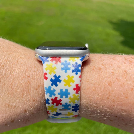 Autism Puzzle Silicone Band – Fits Apple Watch & Samsung Galaxy Watch