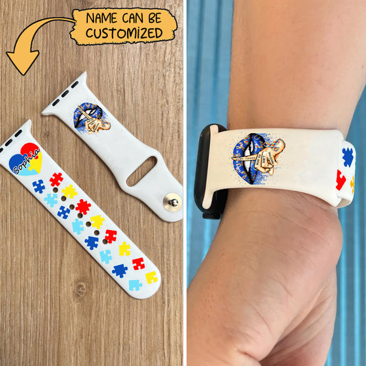 Personalized Name Autism Silicone Band – Fits Apple Watch & Samsung Galaxy Watch