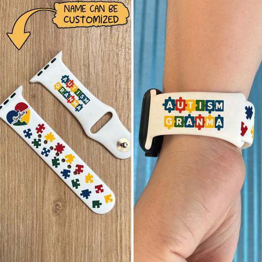 Personalized Name Autism Grandma Silicone Band – Fits Apple Watch & Samsung Galaxy Watch