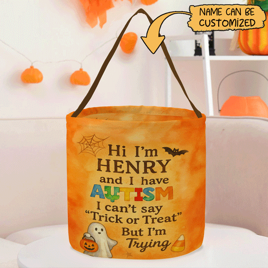 Custom Name Autism Treat Bag – Non-Verbal Friendly Halloween Tote