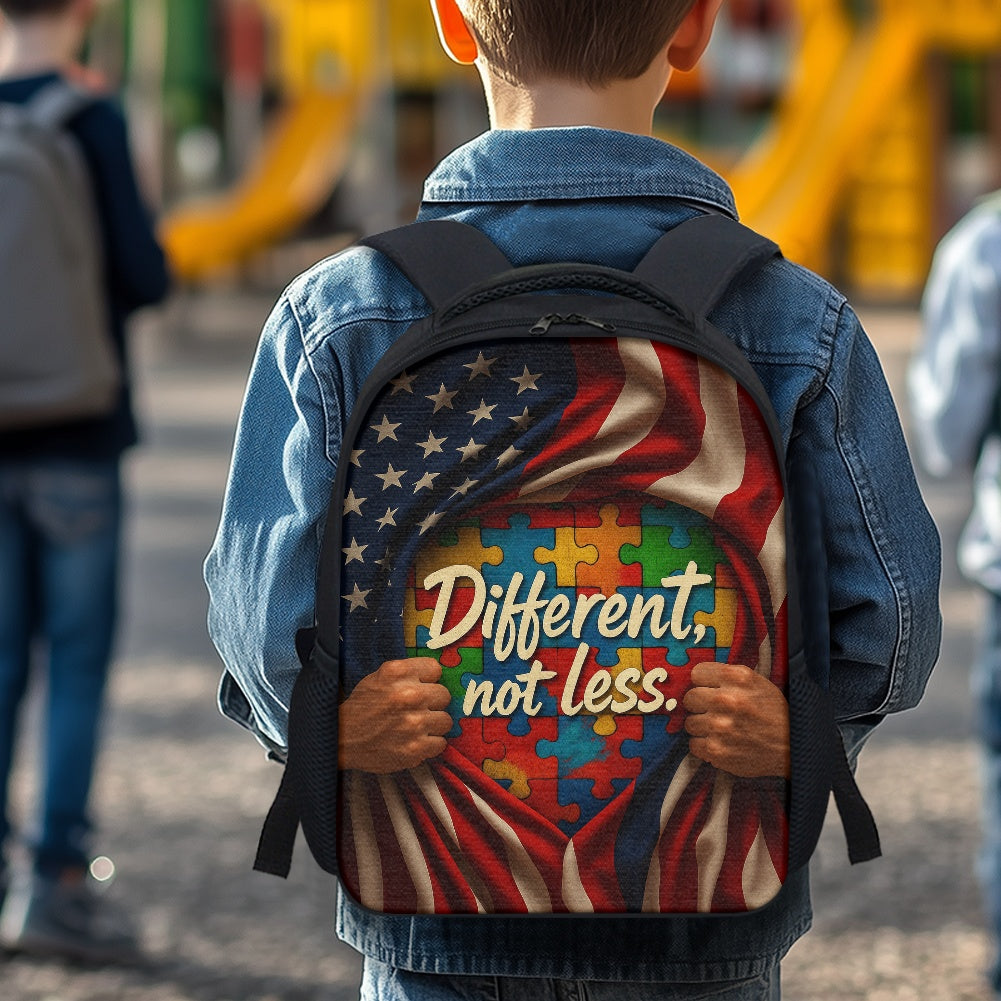 Autism Awareness Children's Backpack : Different, Not Less.