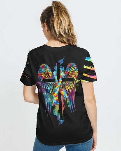 Faith Hope Love Wings Cross Women's Autism Awareness Shirts