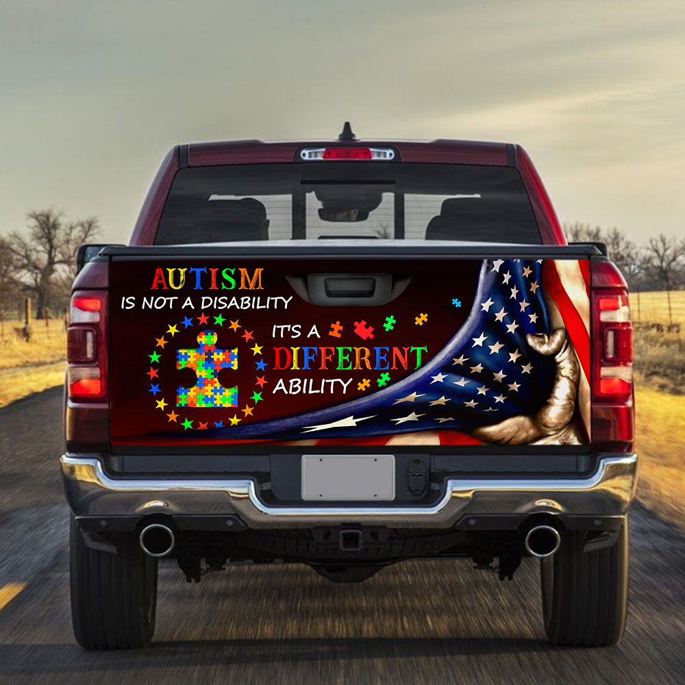 Autism Is Not A Disability It's A Different Ability Truck Tailgate Decal Sticker Wrap