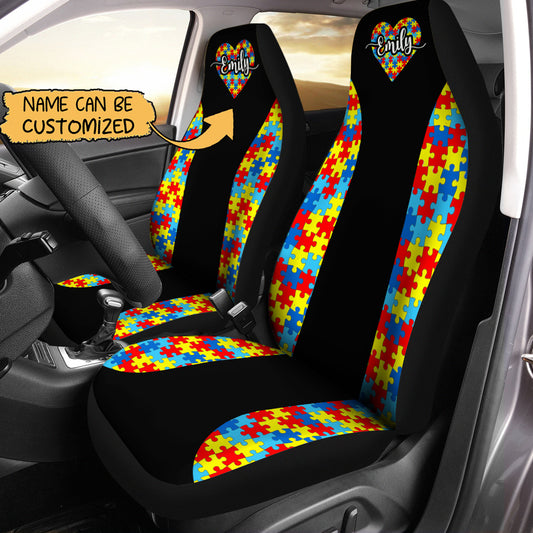 Personalized Name Autism Awareness Car Seat Covers ( Set of 2 )
