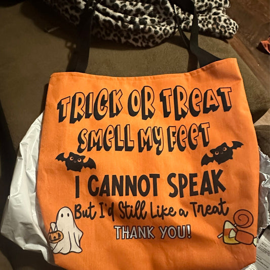 “I Cannot Speak But I’d Still Like a Treat” Halloween Tote Bag