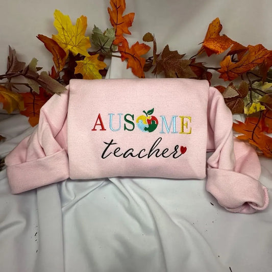 Au-some Teacher Embroidered Shirts Thankfull Teachers Gift