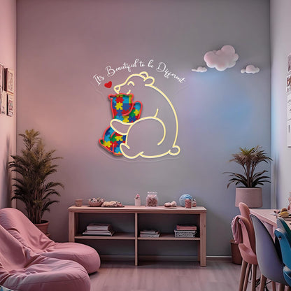 Autism Awareness Neon Sign : It's Beautiful To Be Different
