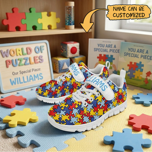 Custom Name Autism Children’s Single Buckle Sneakers