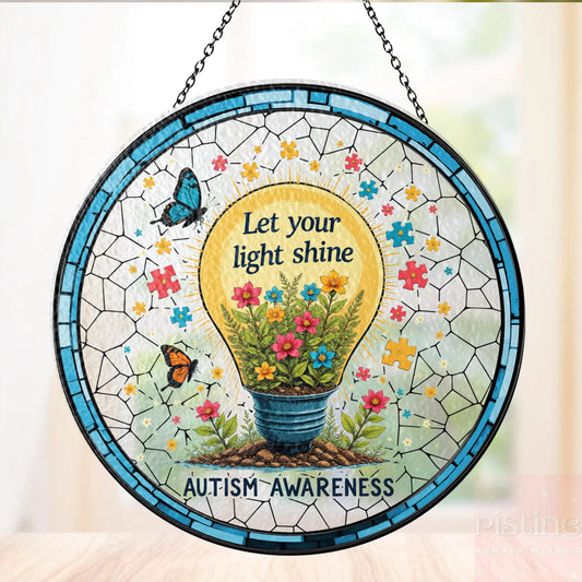 Autism Awareness Stained Glass Suncatcher – “Let Your Light Shine”