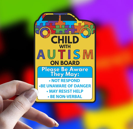 Autism Child  On Board Various Options available Decal Sticker