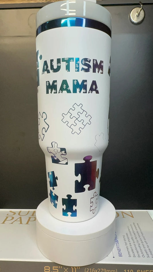 40oz Laser Engraved Autism Awareness Tumbler