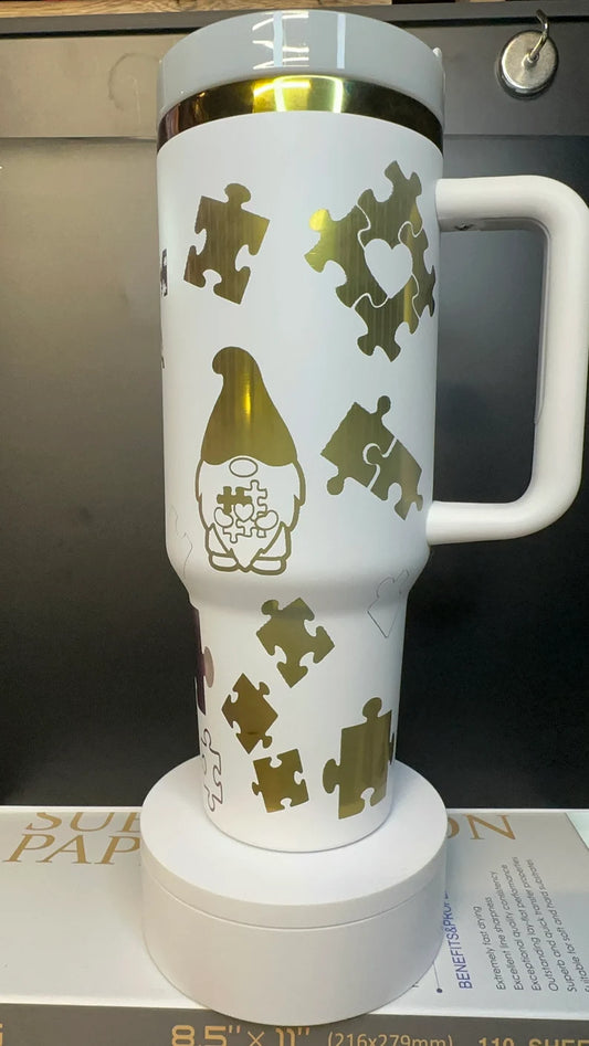 40oz Laser Engraved Autism Awareness Tumbler