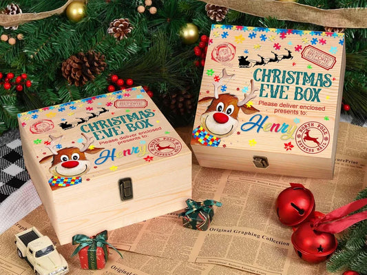 Personalized Name Wooden Keepsake Box – Autism Awareness Gift