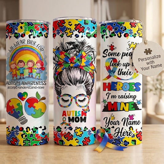 Personalized Autism Mom Skinny Cup - Made in USA