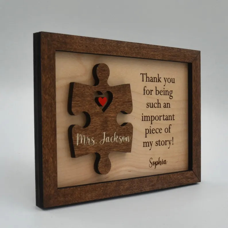 Thank You Teacher Gift – Personalized Puzzle Piece Sign