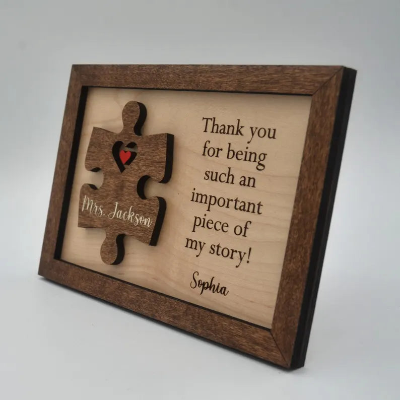 Thank You Teacher Gift – Personalized Puzzle Piece Sign