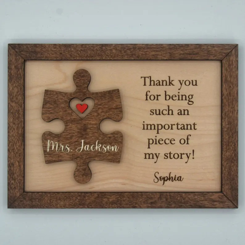 Thank You Teacher Gift – Personalized Puzzle Piece Sign
